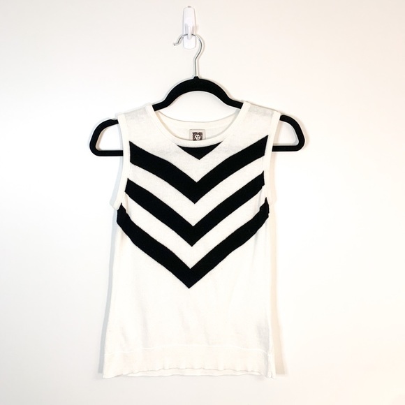 Anne Klein Chevron Cotton Blend Blouse Size Small - Picture 3 of 8